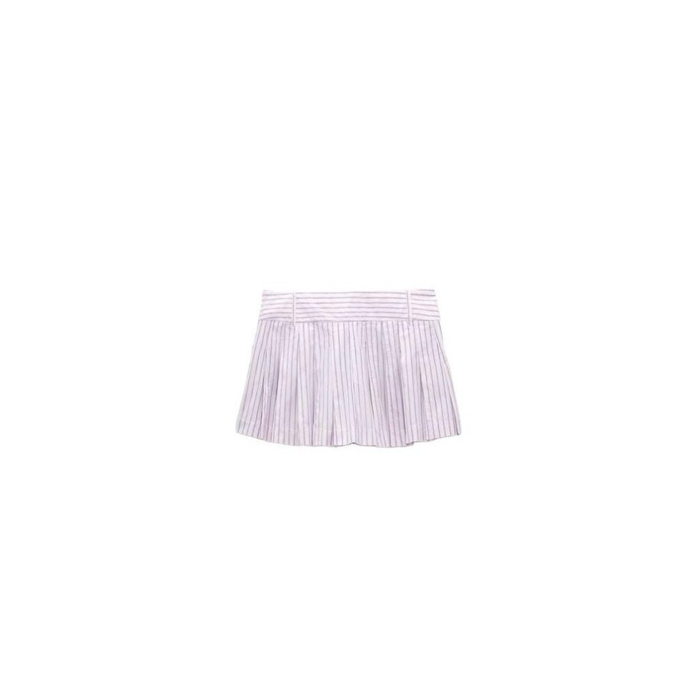 ZARA STRIPED PATCHWORK SKORT PINK / WHITE SIZE XS | 3141/278